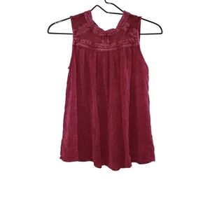 Altar'd State Burgandy Lace Bohemian Washed Top